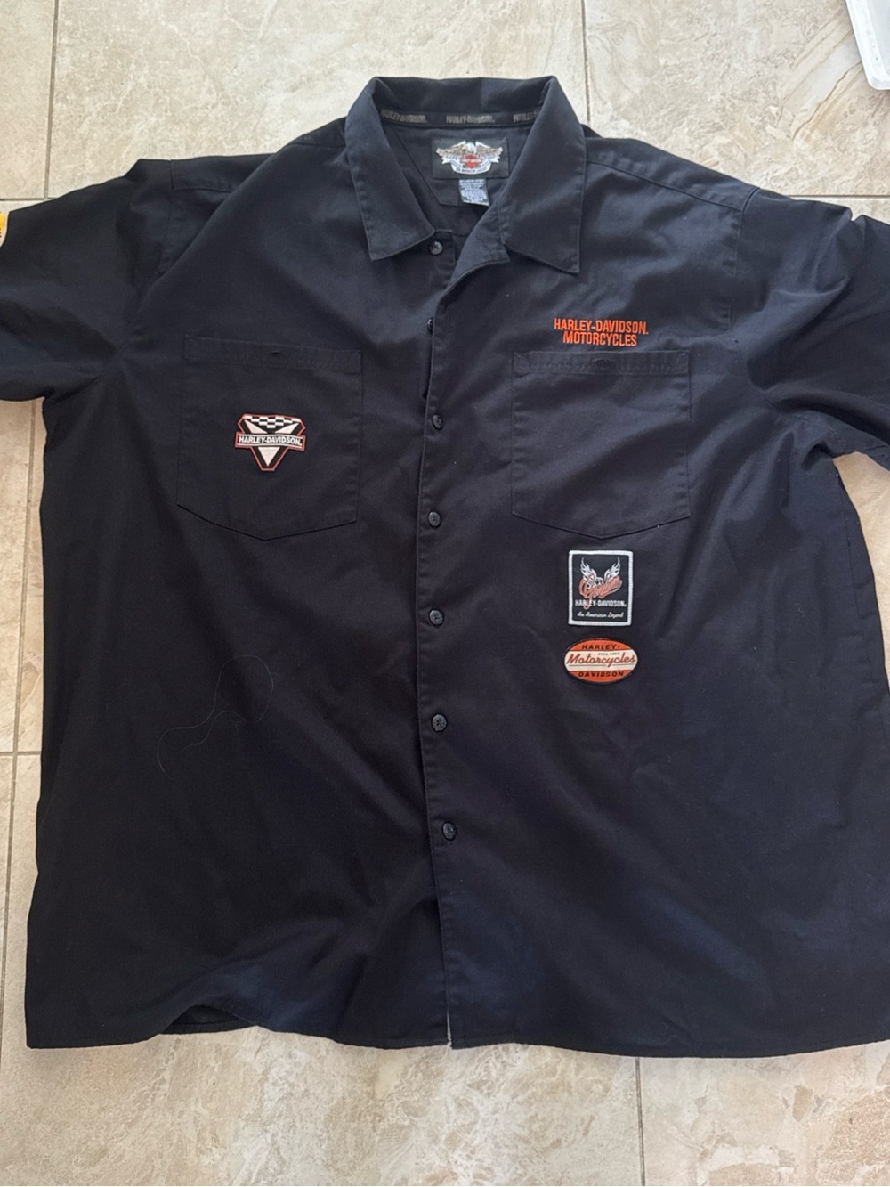 Harley-Davidson Men's Black Short-Sleeve Work Shirt3XL Glide